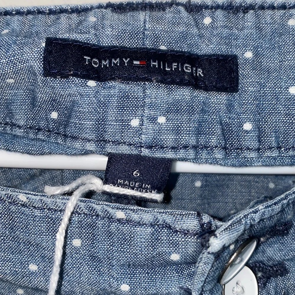 Tommy Hilfiger Stylish Blue Polka‎ Dot Denim Skirt Size 6
